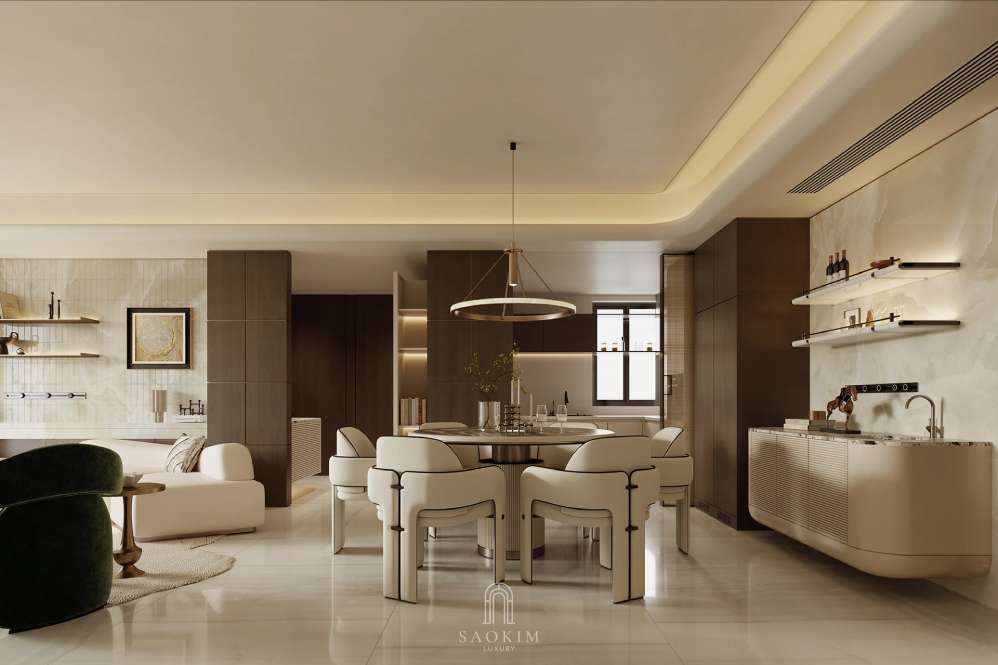 Thiết kế phòng khách chung cư The Nelson - phong cách Contemporary kết hợp Quiet Luxury sang trọng